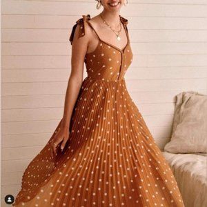 Sezane - Nella Dress - Size 36, Coffee and Cream polka dots